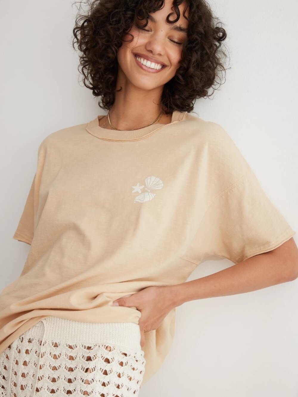 Aerie Treasure Trove Seashell Graphic Oversized Boyfriend T-Shirt